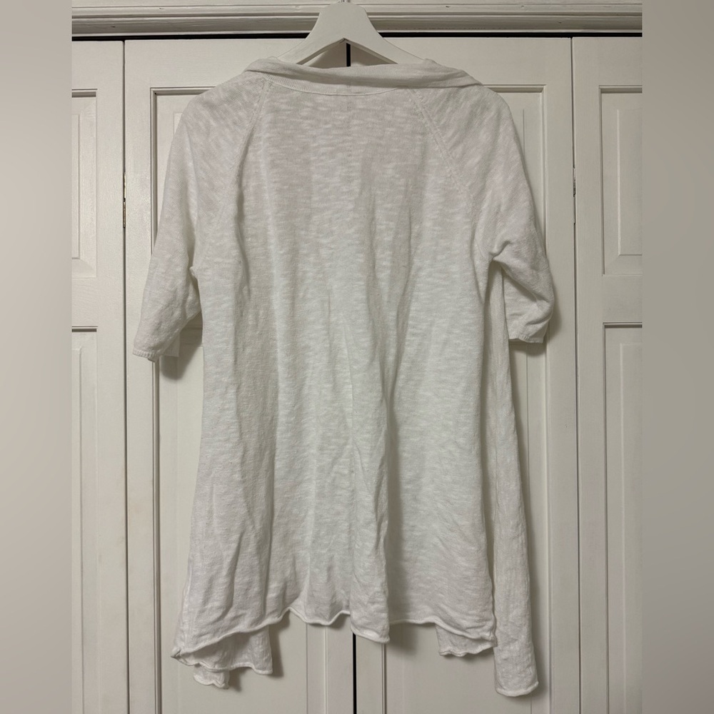 Eileen Fisher Neutral Open Front Cardigan Linen Cotton Minimalist Contemporary - Picture 3 of 7